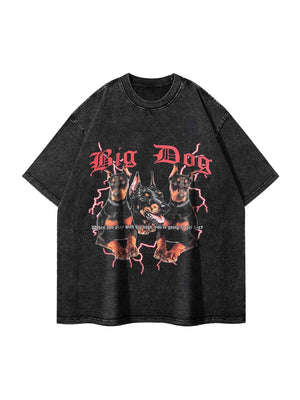 Sneakerhill Doberman Pinscher Print Washed Out T-shirt