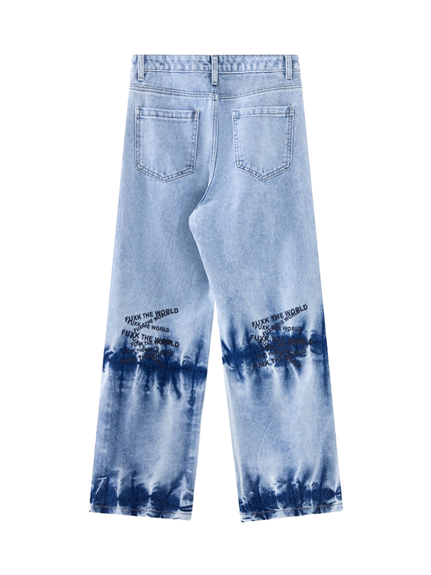 Niche Design Letter Embroidered Tie-dye Gradient Jeans - sneakerhillcom