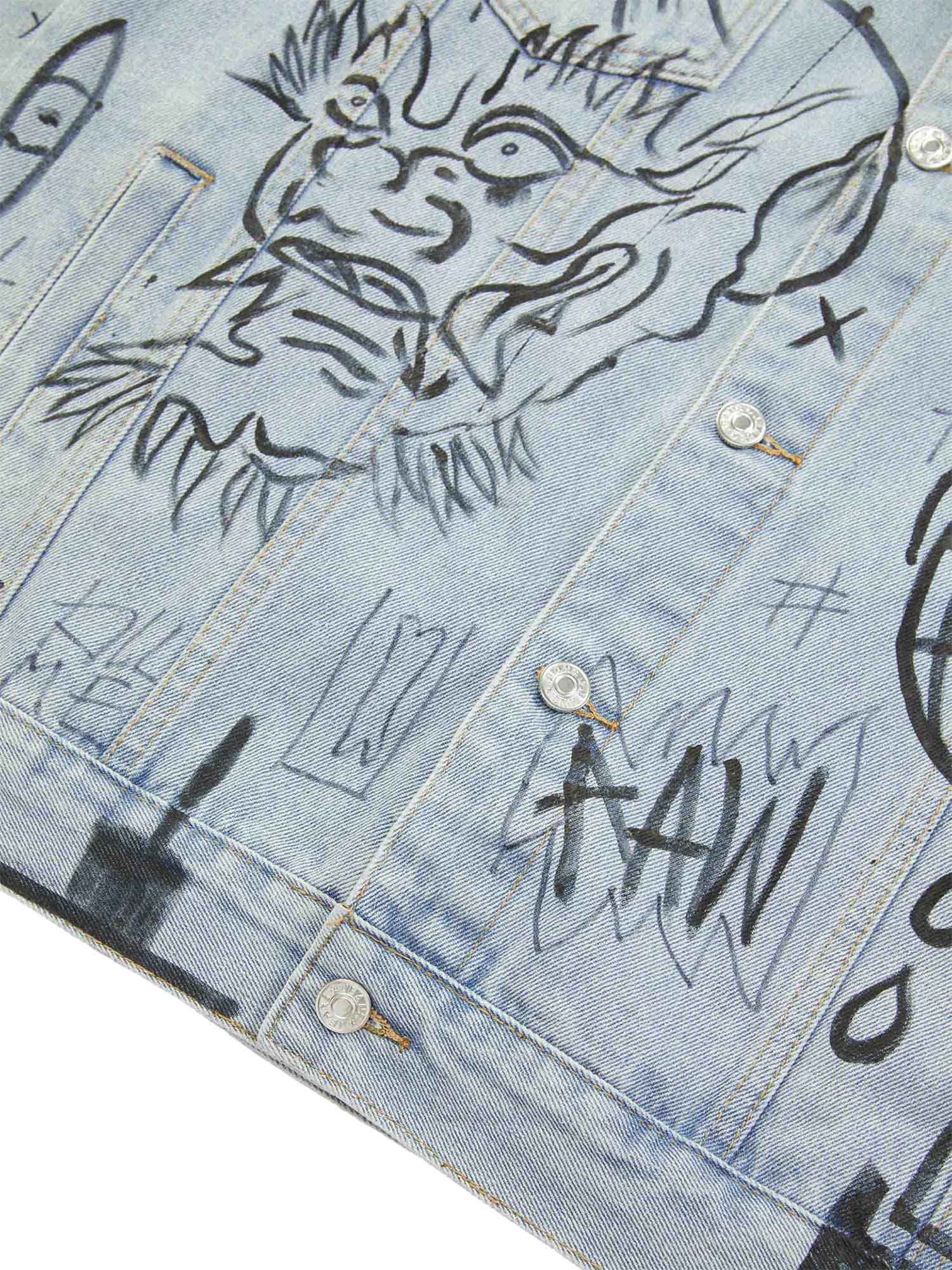 High Street Graffiti Hand Painted Washed Denim Jacket - 1996 - sneakerhillcom