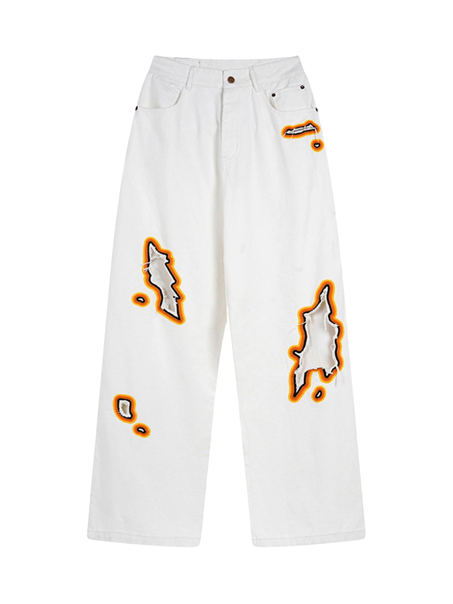 Street Flame Towel Embroidered Jeans - sneakerhillcom