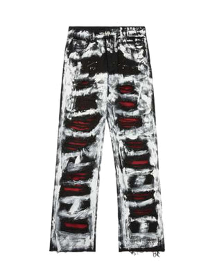 High Street Ripped Graffiti Contrasting Jeans - 1995 - sneakerhillcom