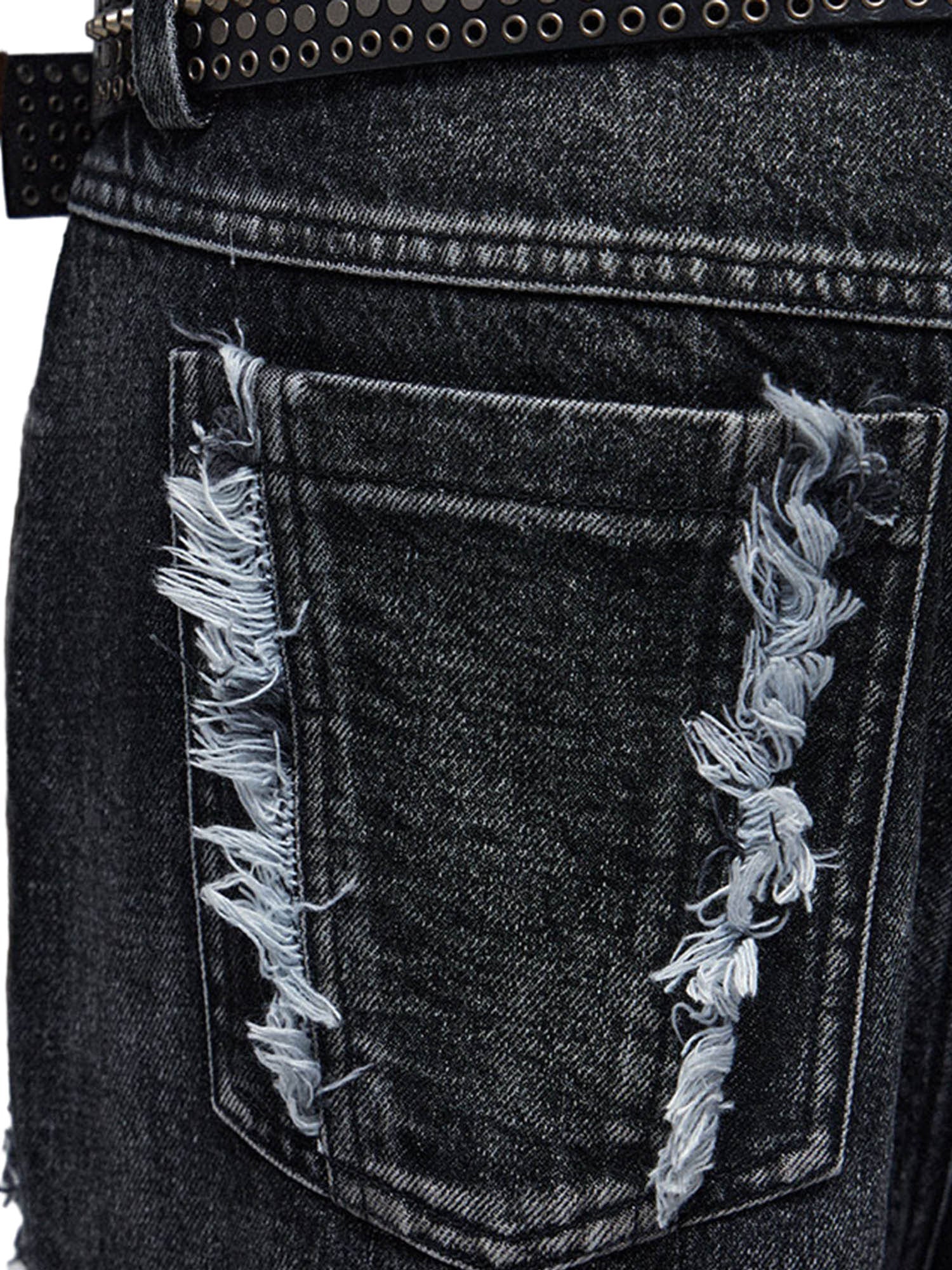 Retro Multi-Pull Washed Distressed Tassel Jeans - 2097 - sneakerhillcom