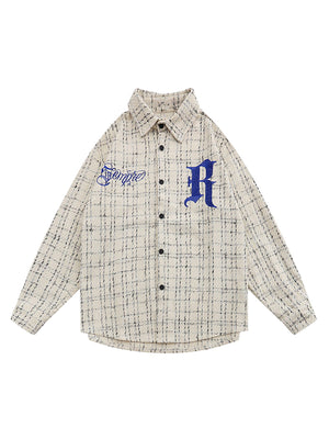 Sneakerhill Embroidered Plaid Shirt Jacket - 2144 SP22020814W9