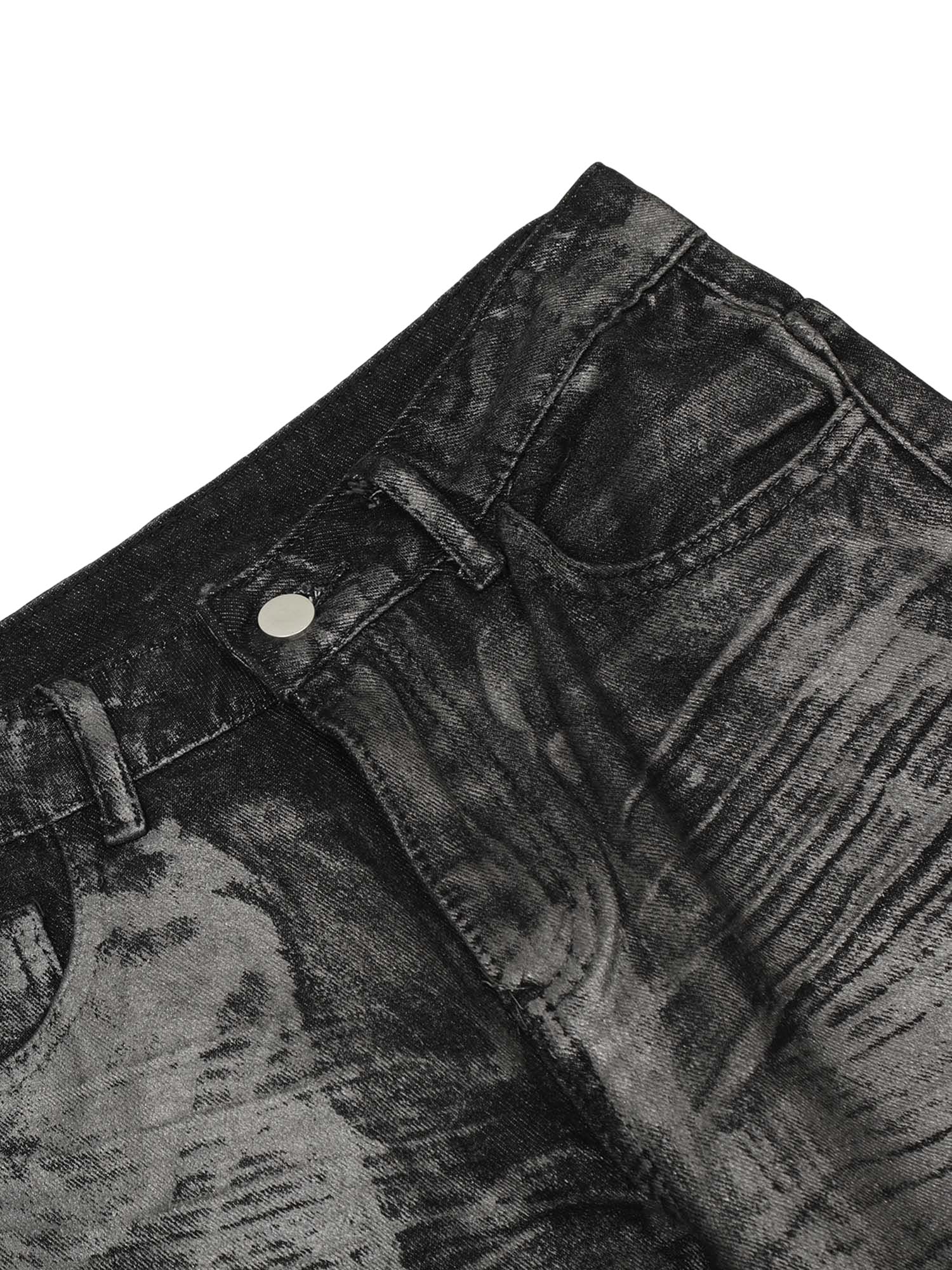 Sneakerhill Heavy Washed Ink Splash Graffiti Hip-Hop Jeans - sneakerhillcom