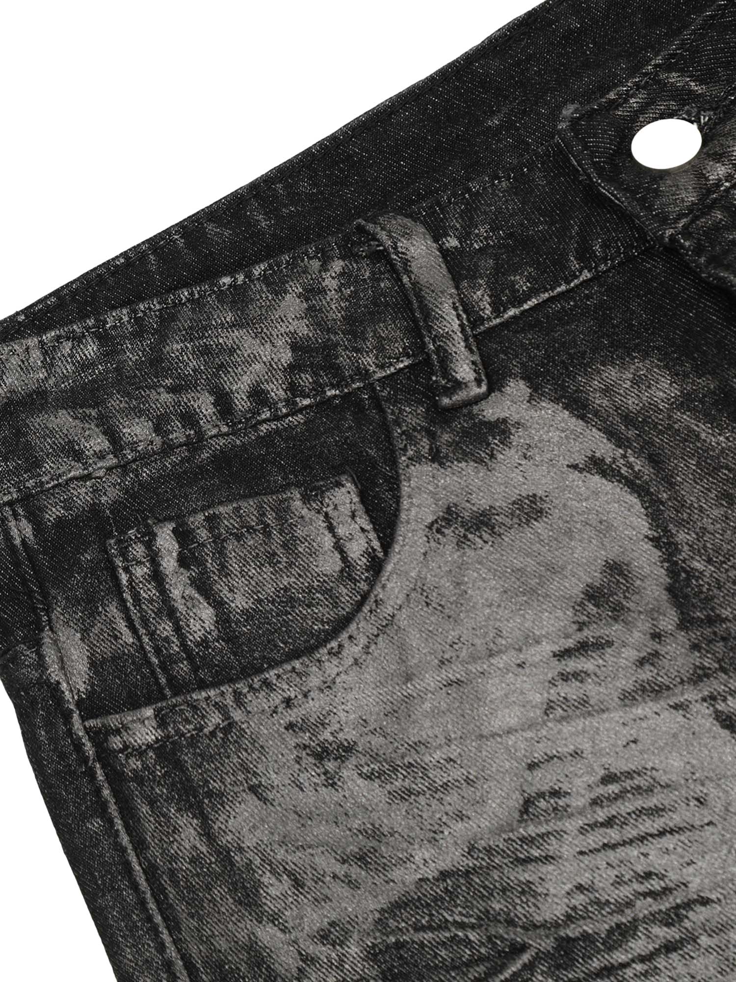 Sneakerhill Heavy Washed Ink Splash Graffiti Hip-Hop Jeans - sneakerhillcom