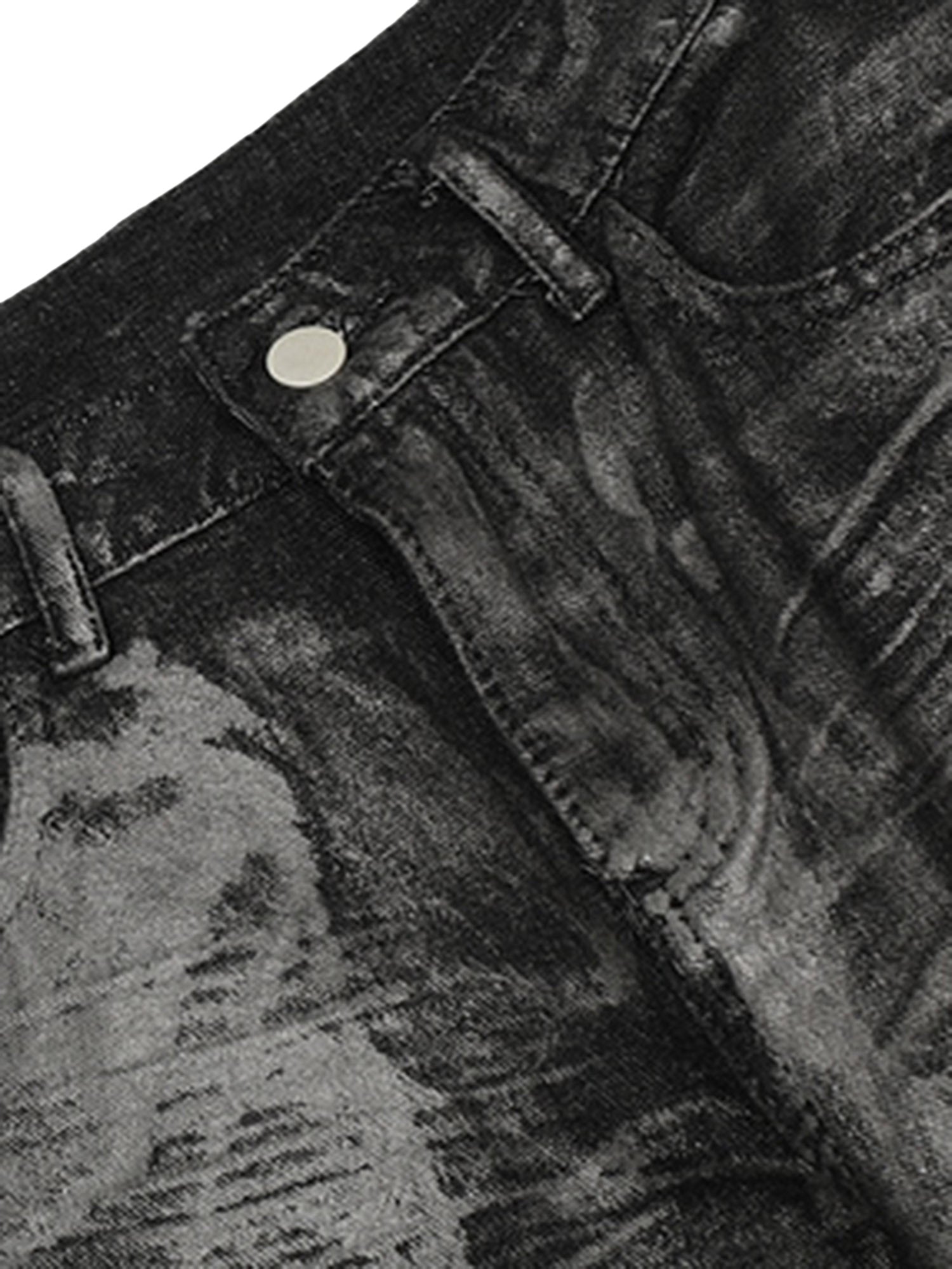 Sneakerhill Heavy Washed Ink Splash Graffiti Hip-Hop Jeans - sneakerhillcom