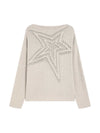 Sneakerhill Star Cutout Dropped Shoulder Knit Sweater