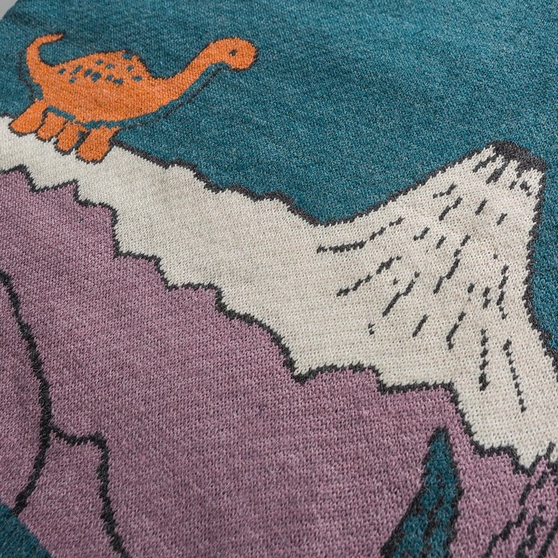 Sneakerhill® Knitted Sweater Cartoon Dinosaur and Volcanoes - sneakerhillcom