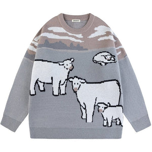 Sneakerhill® Lazy Jacquard Sweater Cow - sneakerhillcom