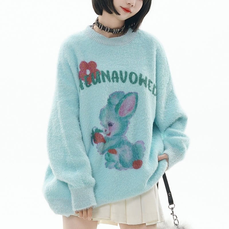 Sneakerhill® Fluffy Knit Sweater Rabbit - sneakerhillcom