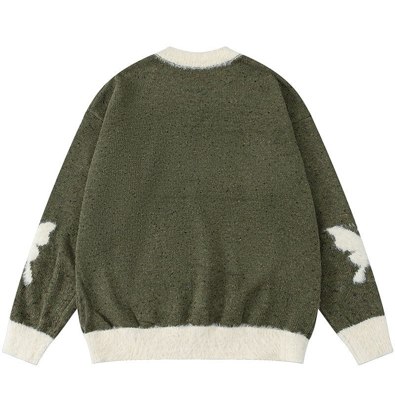 Sneakerhill® Fleece V-Neck Knit Sweater Butterfly Sneakerhill