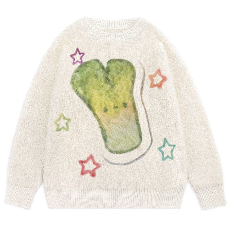 Sneakerhill® Fuzzy Knit Sweater Bunching Onion - sneakerhillcom