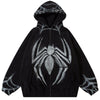 Sneakerhill® Full Zip Hooded Sherpa Jacket Spider Web - sneakerhillcom