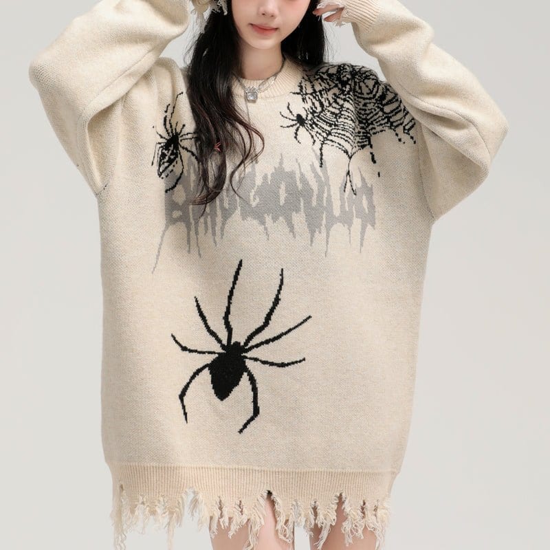 Sneakerhill® Gothic Style Spider Knit Sweater - sneakerhillcom