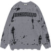 Sneakerhill® Dark Style Distressed Knit Sweater Sneakerhill