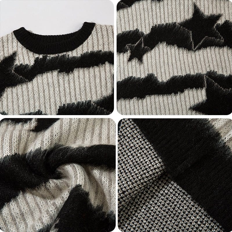 Sneakerhill® Cozy Mohair Knit Sweater with Chunky Star - sneakerhillcom