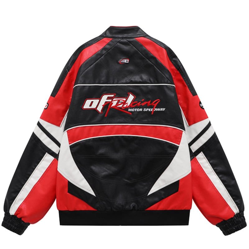 Sneakerhill Motorcycle Jacket Color Block Patch Sneakerhill