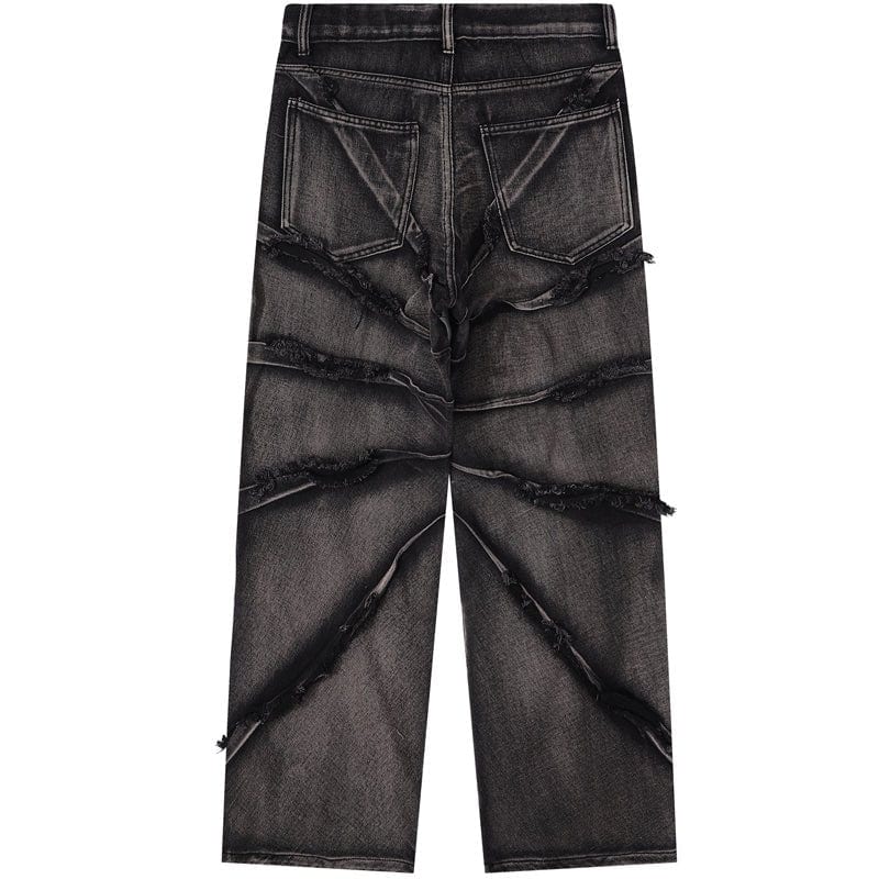 Sneakerhill® Distressed Wide Leg Jeans Spider Web - sneakerhillcom