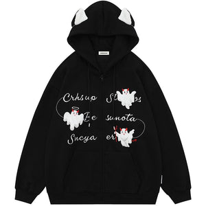 Sneakerhill® Cute Devil Zipper Hoodie with Ear Sneakerhill