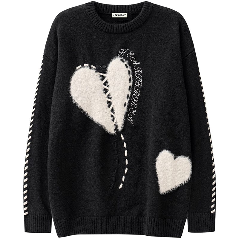 Sneakerhill® Cozy Knit Sweater Flocked Heart Sneakerhill