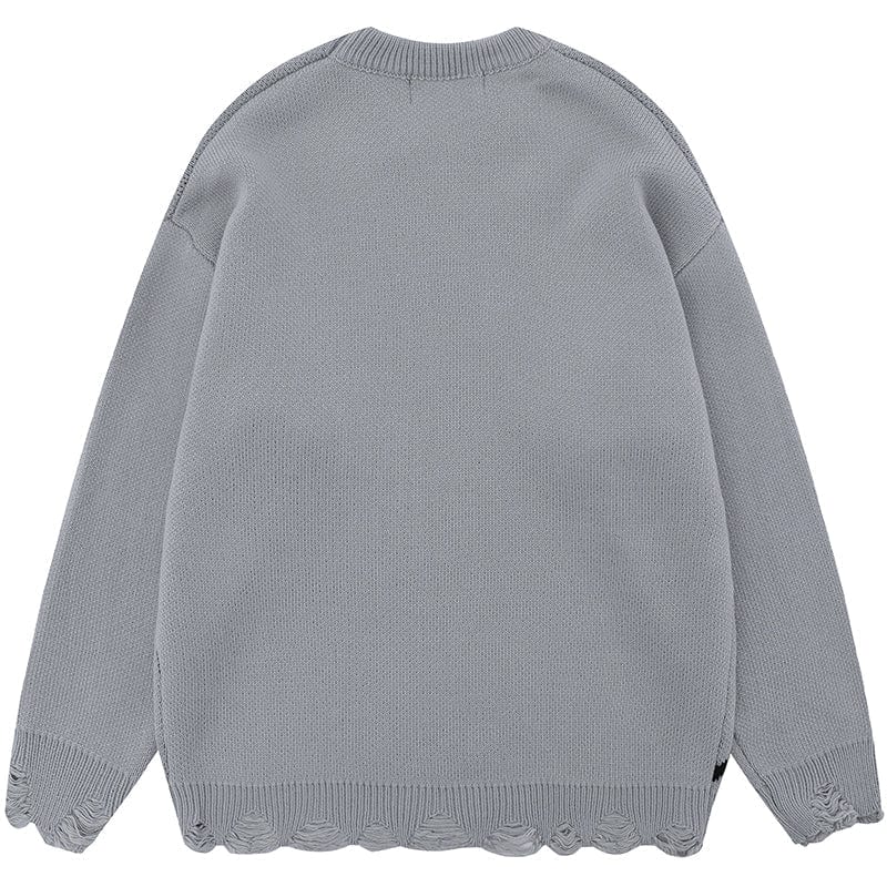 Sneakerhill® Cool Spider Sweater with Ripped Hem Sneakerhill