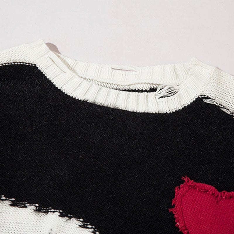 Sneakerhill® Distressed Stitching Sweater Heart - sneakerhillcom