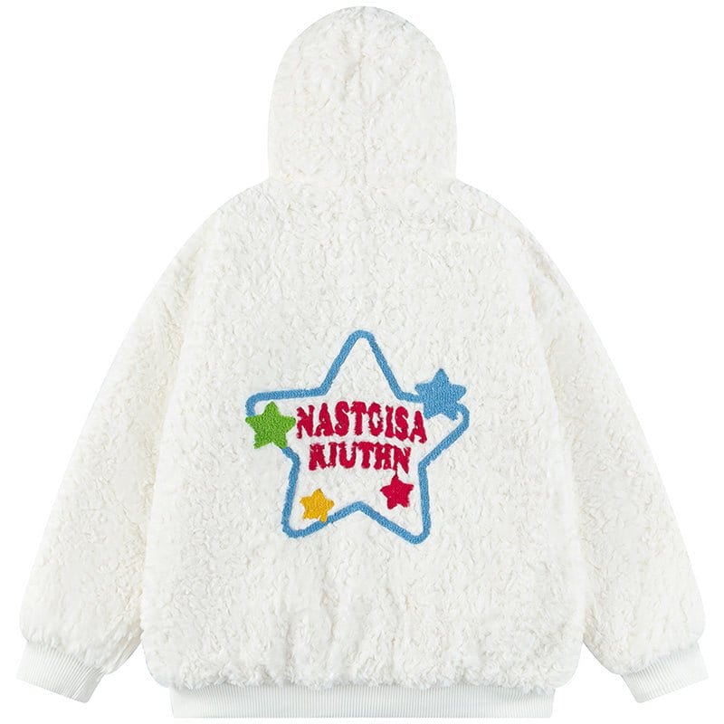 Sneakerhill® Plush Hooded Winter Coat Flocked Star - sneakerhillcom