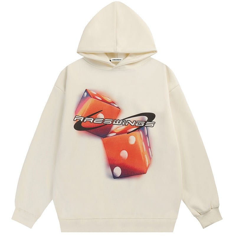 Sneakerhill® Street Style Hoodie Colorful Dice Print - sneakerhillcom