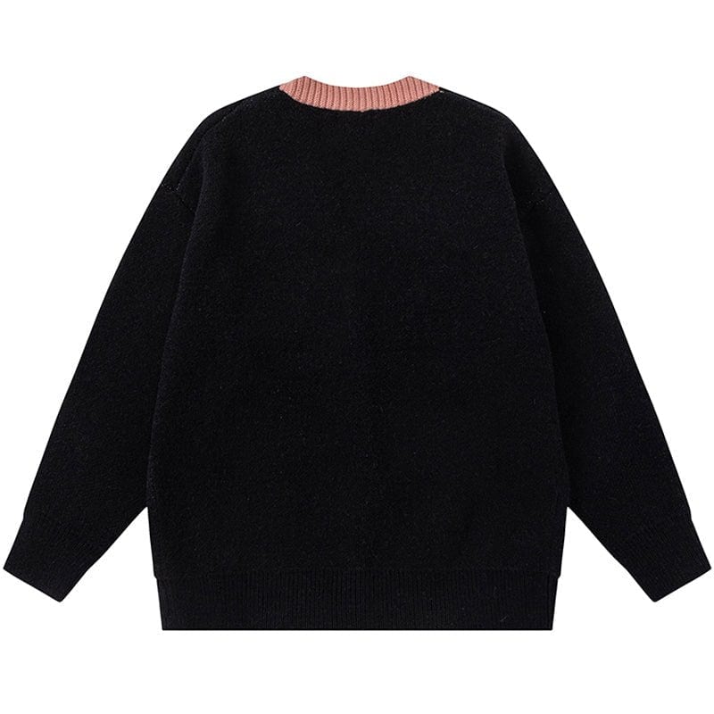 Sneakerhill® Warm Knit Cardigan Sweater Flocked Star - sneakerhillcom