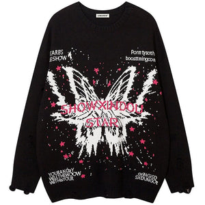 Sneakerhill® High Street Ripped Sweater Butterfly - sneakerhillcom