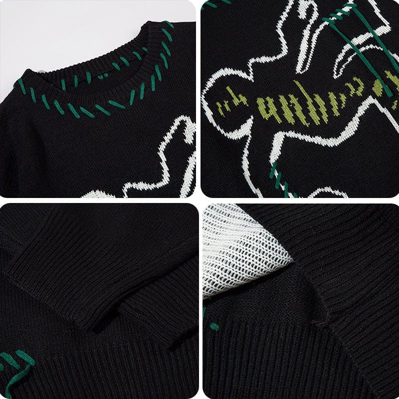 Sneakerhill® Streetwear Graphic Sweater with Tassels - sneakerhillcom