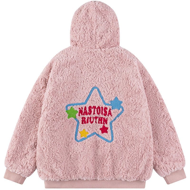 Sneakerhill® Plush Hooded Winter Coat Flocked Star - sneakerhillcom