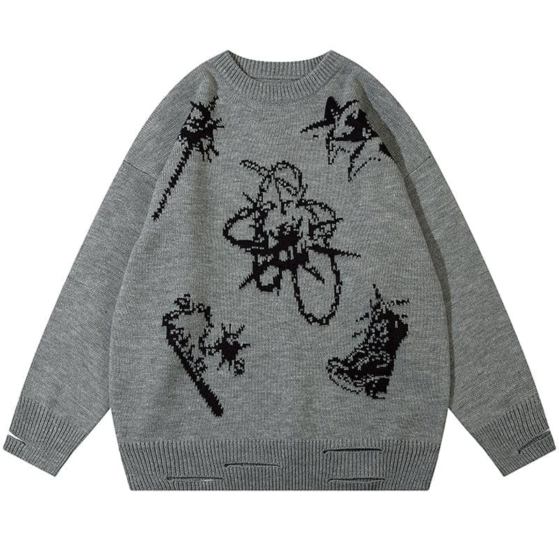 Sneakerhill® Oversize Knit Sweater Star Pattern - sneakerhillcom