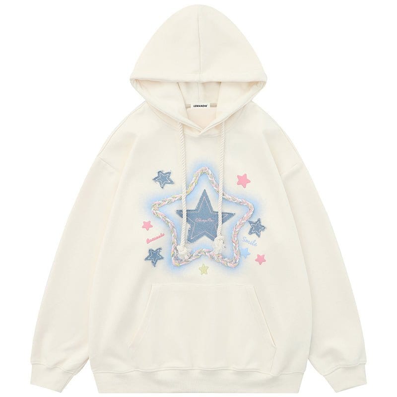 Sneakerhill® Chic Hoodie Star Denim Patch Sneakerhill