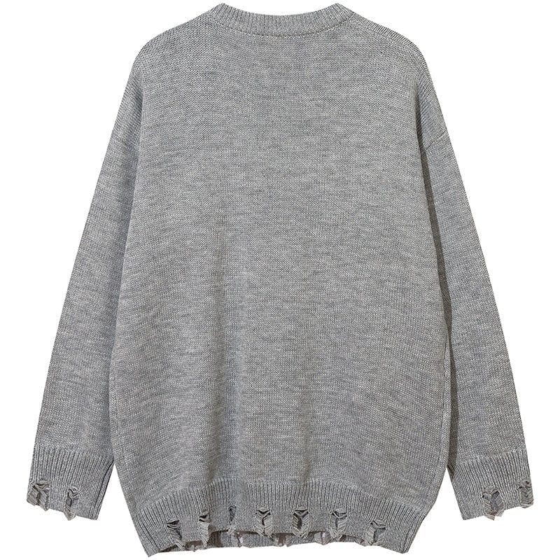 Sneakerhill® Punk Style Distressed Star Knit Sweater - sneakerhillcom