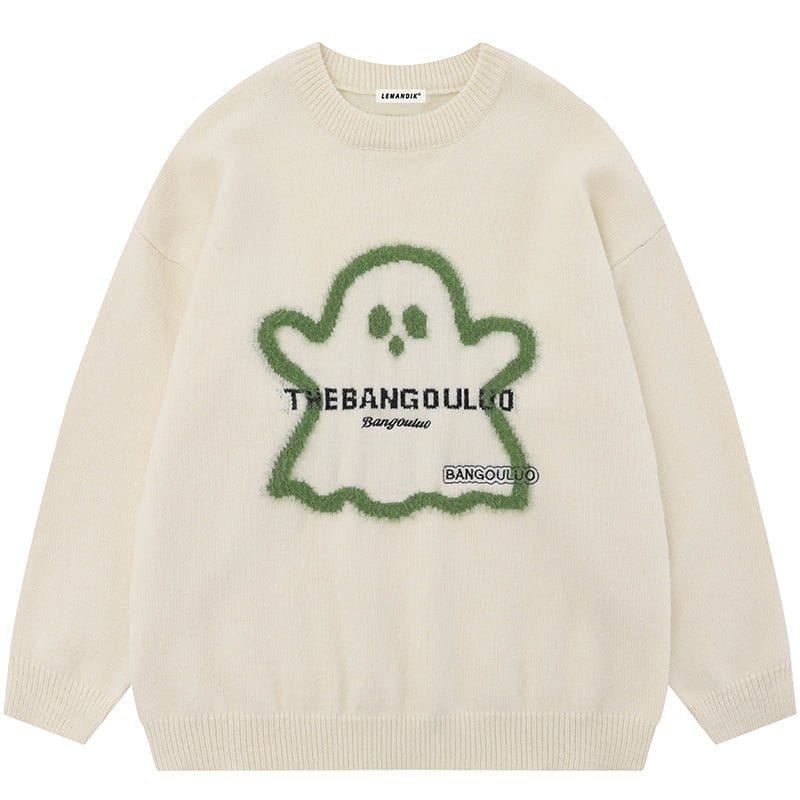 Sneakerhill® Cozy Knit Sweater Flocked Ghost - sneakerhillcom