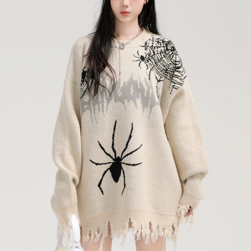 Sneakerhill® Gothic Style Spider Knit Sweater - sneakerhillcom