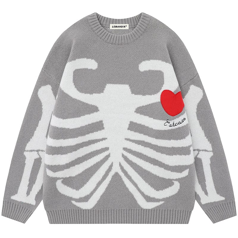 Sneakerhill® Knitted Skeleton Sweater with Heart - sneakerhillcom