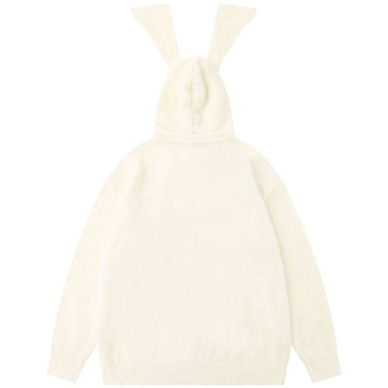 Sneakerhill® Fluffy Rabbit Mohair Sweater with Ears - sneakerhillcom