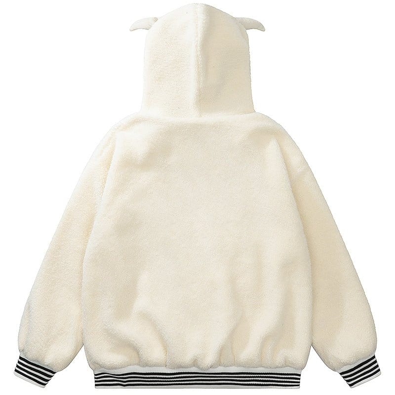 Sneakerhill® Hooded Sherpa Jacket with Devil Horn Sneakerhill