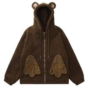 Sneakerhill® Teddy Bear Hooded Sherpa Jacket - sneakerhillcom