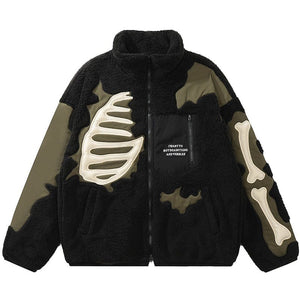 Sneakerhill® Faux Fur Winter Coat Patchwork Skeleton Sneakerhill