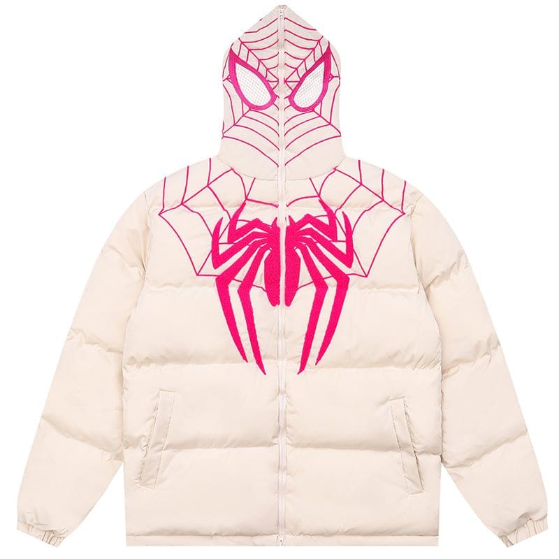 Sneakerhill® Hooded Puffer Winter Coat Spider Web - sneakerhillcom