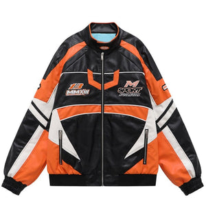 Sneakerhill Motorcycle Jacket Color Block Patch Sneakerhill