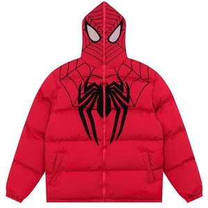 Sneakerhill® Hooded Puffer Winter Coat Spider Web - sneakerhillcom