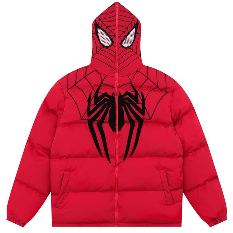 Sneakerhill® Hooded Puffer Winter Coat Spider Web - sneakerhillcom