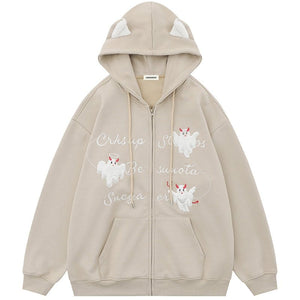 Sneakerhill® Cute Devil Zipper Hoodie with Ear Sneakerhill