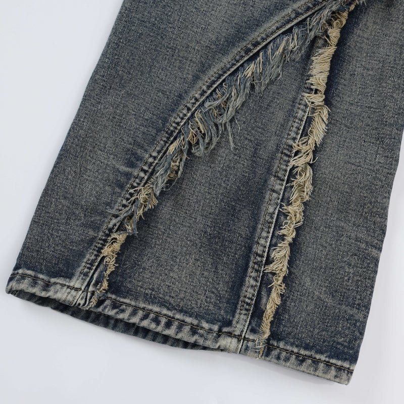 Sneakerhill® Baggy Ripped Cargo Jeans Fringed Sneakerhill