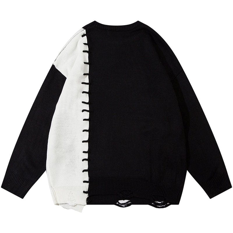 Sneakerhill® Gothic Letter Color Block Sweater for Men - sneakerhillcom