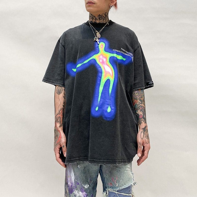 Sneakerhill® Unisex Oversized T-shirt Distorted Portrait - sneakerhillcom